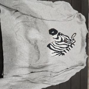 Old Navy Gray Zebra Crew Neck Sweater